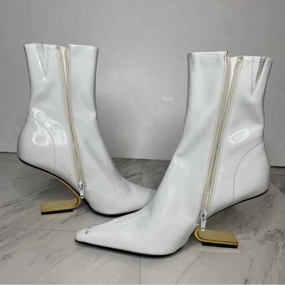 Jeffrey Campbell Combass Pointy Toe White Patent Bootie 8 1/2 - Picture 7 of 14